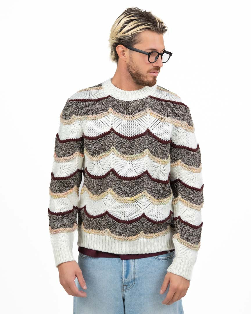 Maglione a Trecce con Motivo Onde Tricolor - Berna