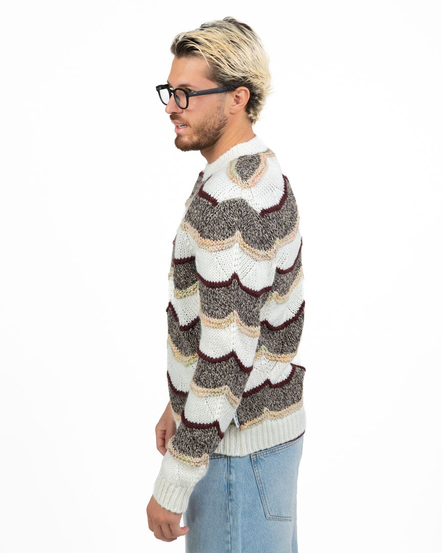 Maglione a Trecce con Motivo Onde Tricolor - Berna