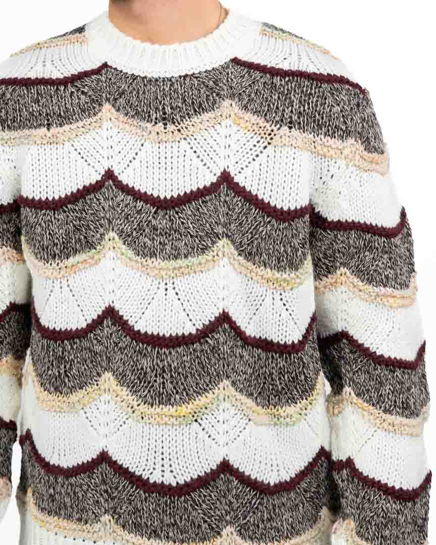 Maglione a Trecce con Motivo Onde Tricolor - Berna