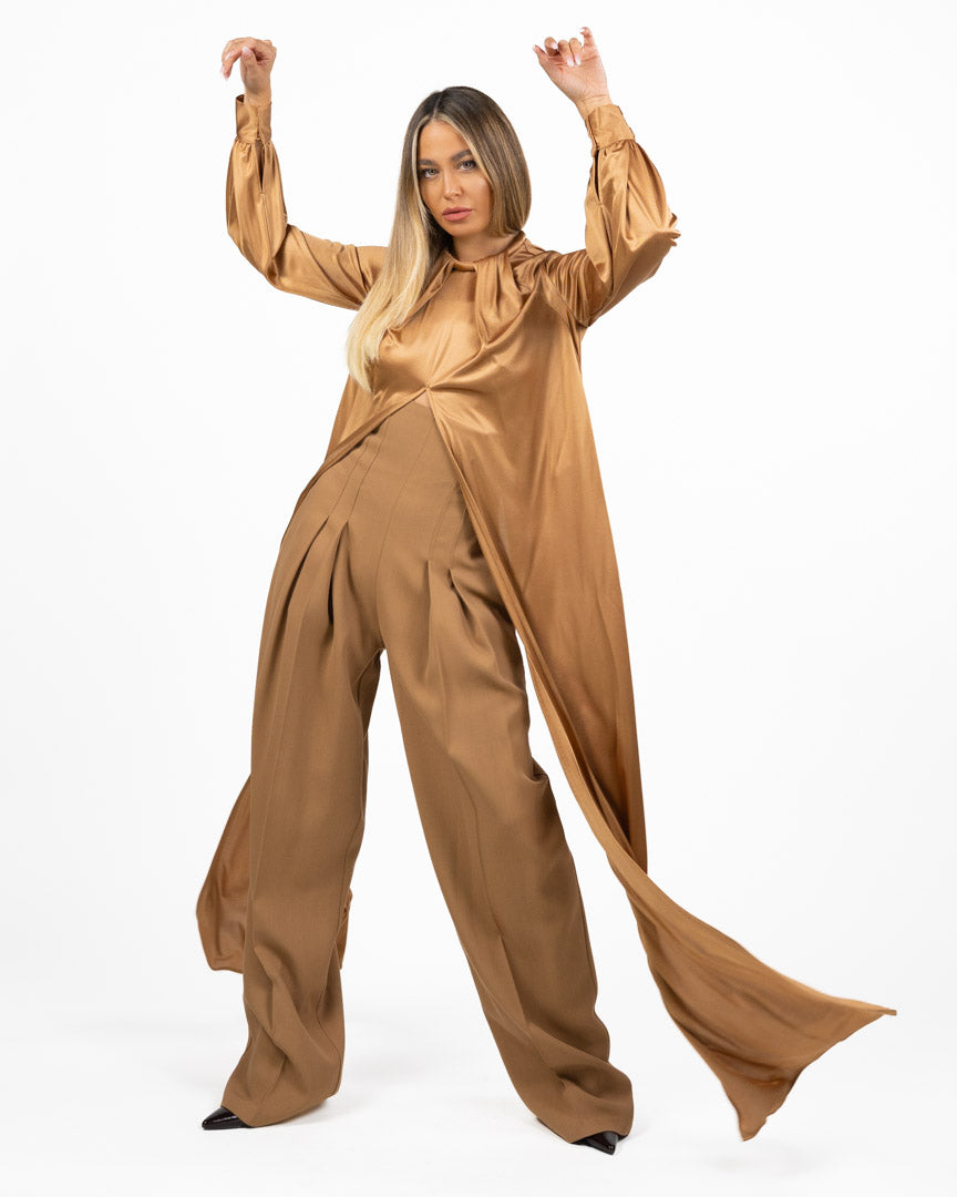 Casacca in jersey lucido cuoio - Elisabetta Franchi