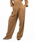 Pantaloni in gabardina fluida daino - Elisabetta Franchi