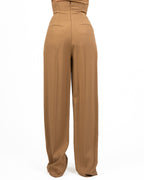 Pantaloni in gabardina fluida daino - Elisabetta Franchi