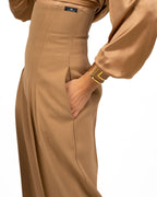 Pantaloni in gabardina fluida daino - Elisabetta Franchi