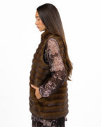 Gilet in Ecopelliccia Lavorazione Orizzontale - Marrone - Emme Marella