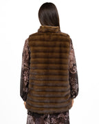 Gilet in Ecopelliccia Lavorazione Orizzontale - Marrone - Emme Marella