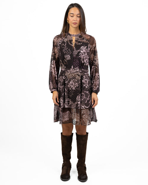 Abiti Corto in Chiffon Floreale con Balze - Rinascimento