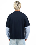 Maglia 2-in-1 Combo T-shirt Blu Notte e Maniche Camicia a Righe - I'M Brian