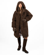 Cappotto Montoncino Reverse Reversibile con Cappuccio e guanti moro - Montereggi
