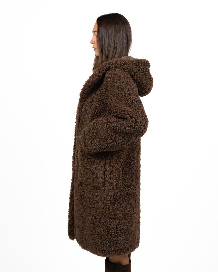 Cappotto Montoncino Reverse Reversibile con Cappuccio e guanti moro - Montereggi