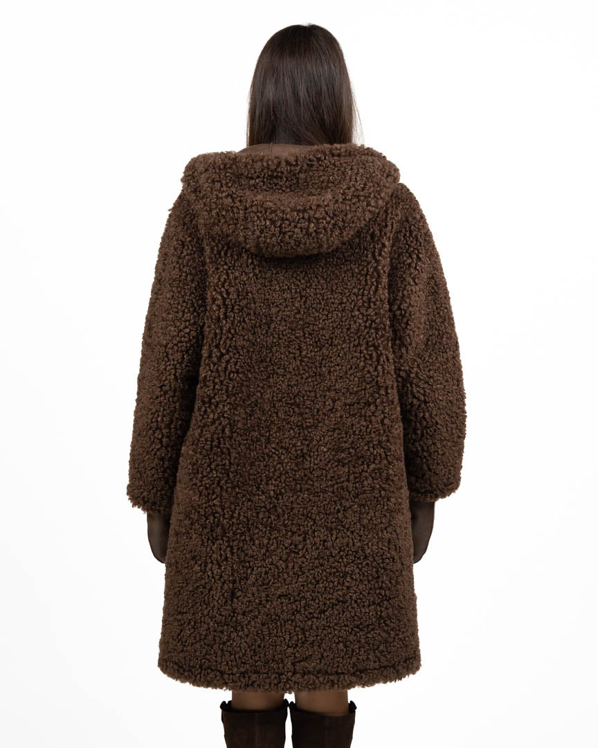 Cappotto Montoncino Reverse Reversibile con Cappuccio e guanti moro - Montereggi