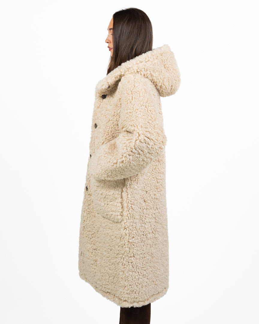 Cappotto Montoncino Reverse Reversibile con Cappuccio e guanti panna- Montereggi