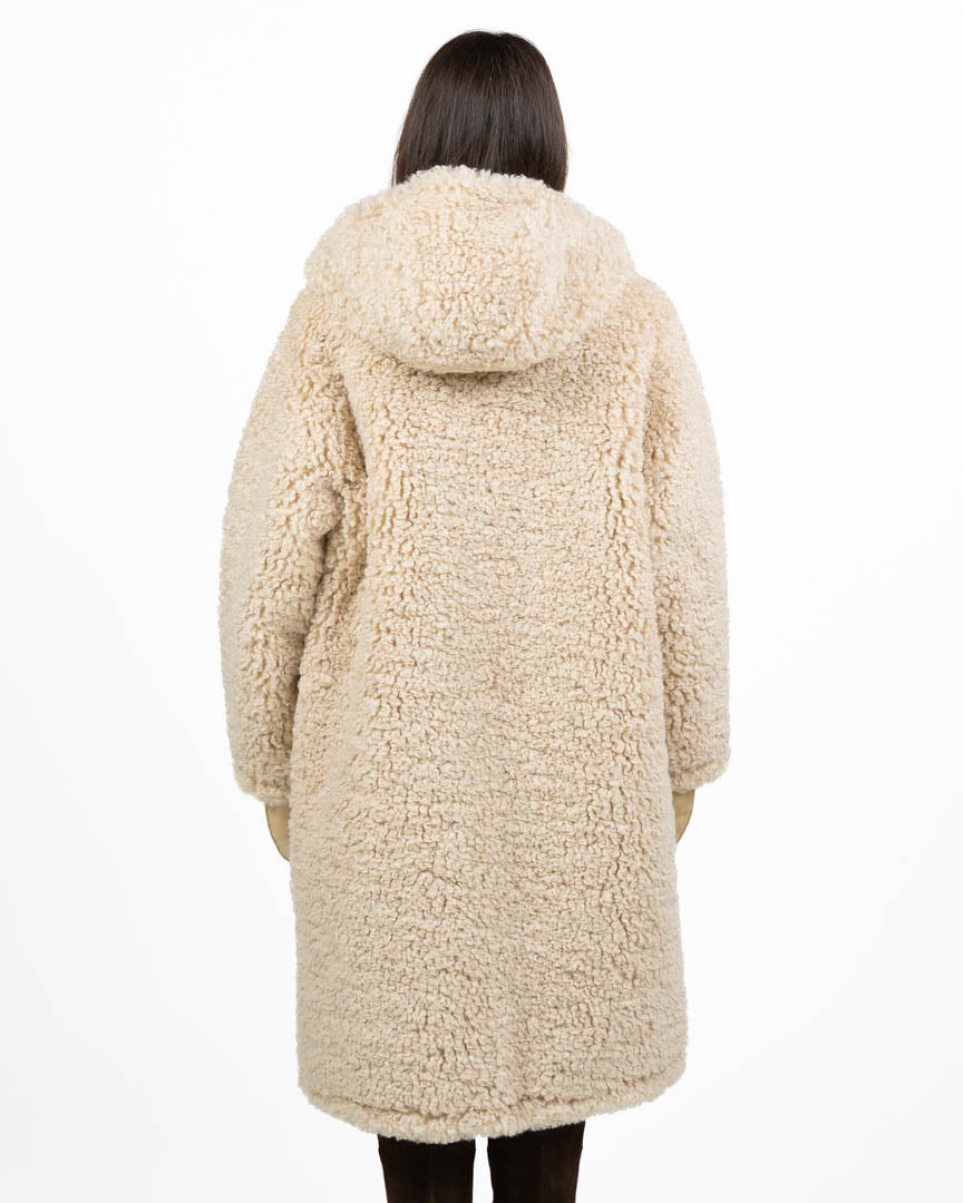 Cappotto Montoncino Reverse Reversibile con Cappuccio e guanti panna- Montereggi