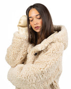 Cappotto Montoncino Reverse Reversibile con Cappuccio e guanti panna- Montereggi