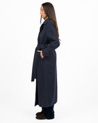 Cappotto Lungo Doppio Petto con Cintura - Blu Notte - Souvenir