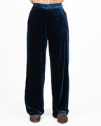 Pantalone Palazzo in Velluto - Blu Notte - Wu side