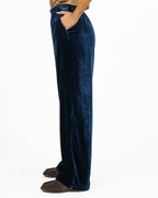 Pantalone Palazzo in Velluto - Blu Notte - Wu side
