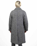 Cappotto Lungo in Tweed Spinato con Maniche Raglan e Cinturino al Collo - Berna