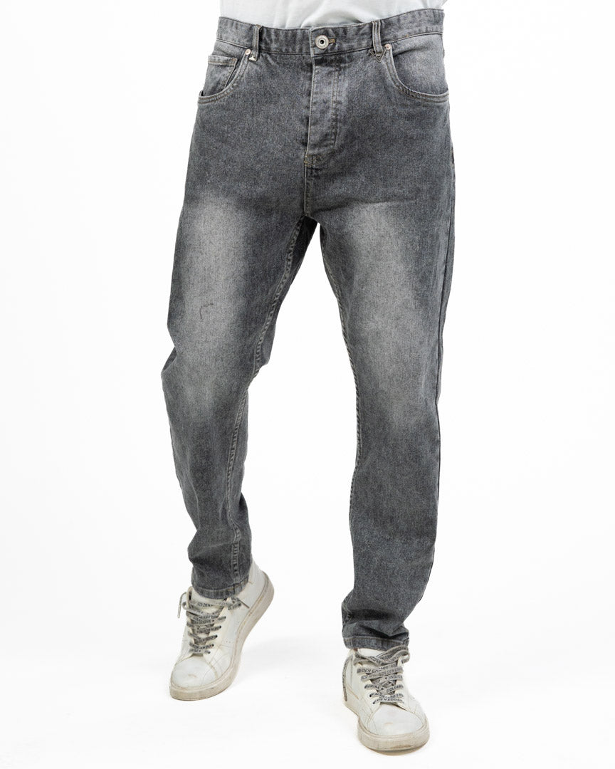 Jeans Tapered Fit in Denim Grigio Stonewash - Berna