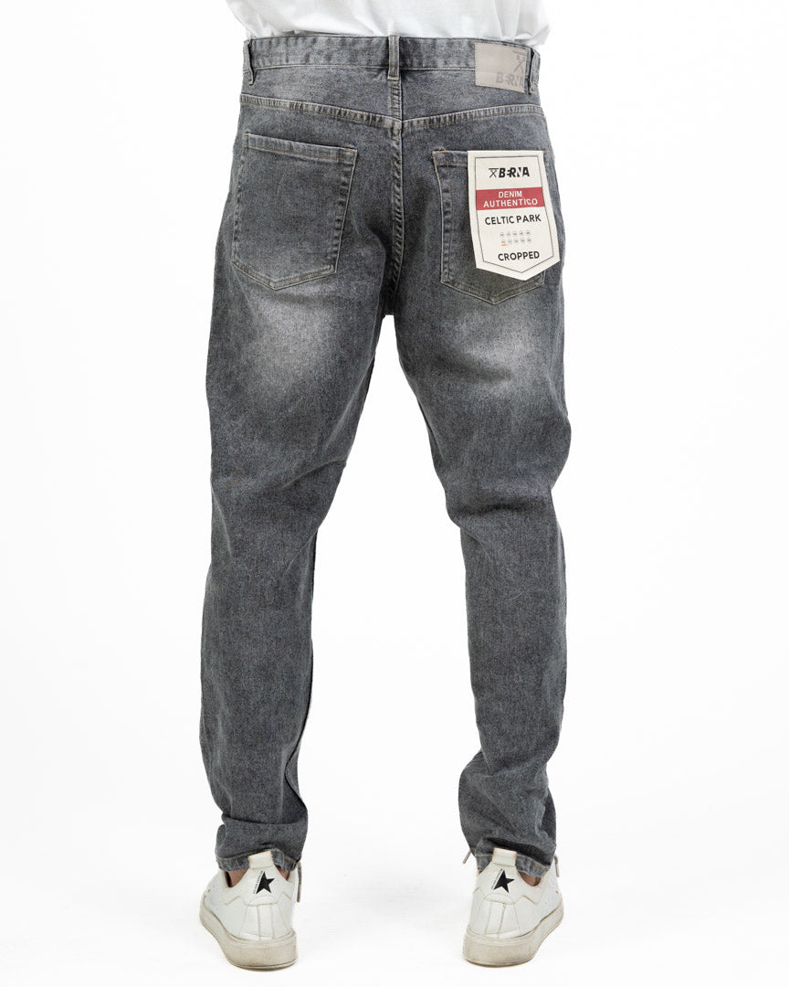 Jeans Tapered Fit in Denim Grigio Stonewash - Berna