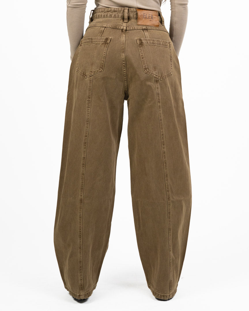 Jeans Denim Barrel Fit - Marrone Fango - Eleh