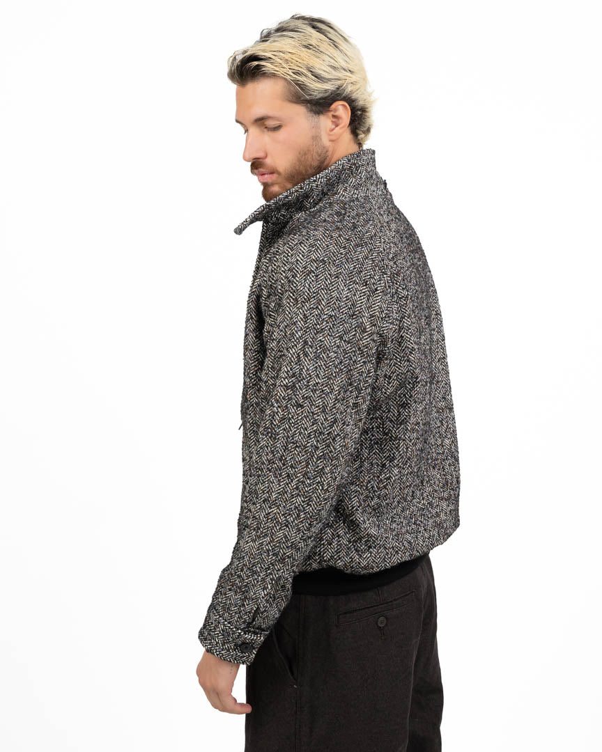 Bomber in Misto Lana a Motivo Spigato - Out Fit