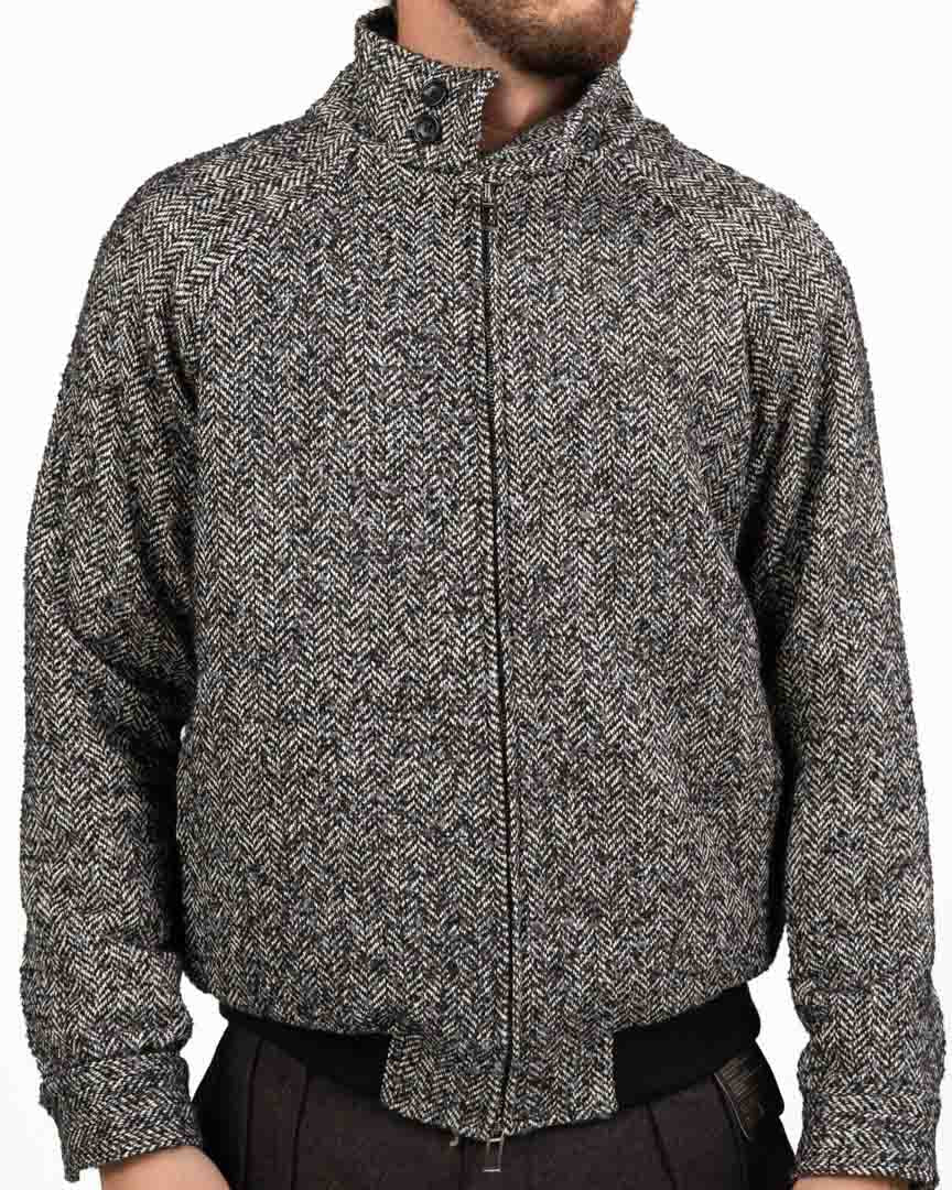 Bomber in Misto Lana a Motivo Spigato - Out Fit