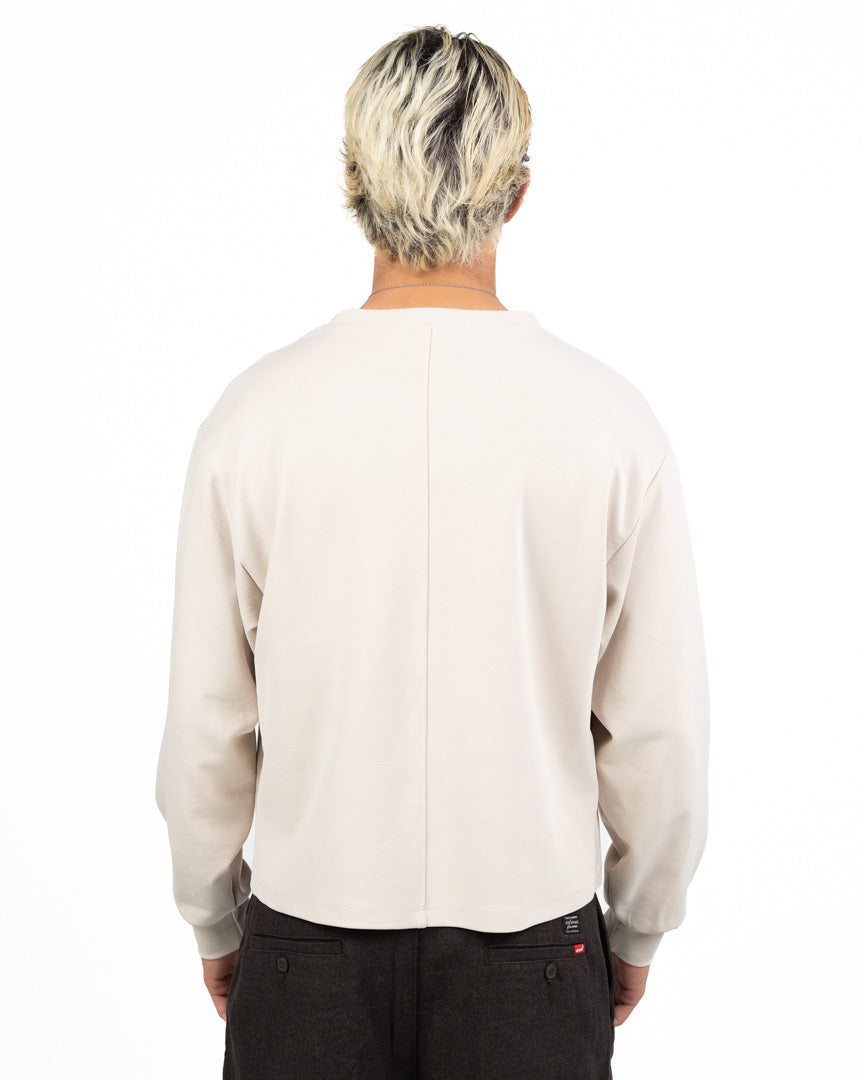 Maglia Girocollo Boxy Fit a Maniche Lunge beige - Imperial
