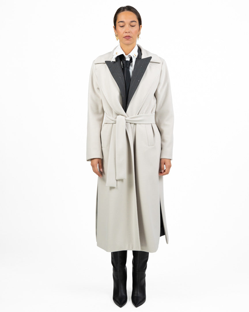 Cappotto Lungo Vestaglia con Profilo a Contrasto e Fodera Imbottita - Emme Marella