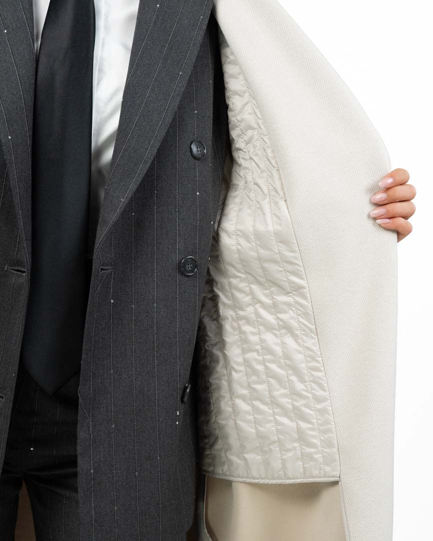Cappotto Lungo Vestaglia con Profilo a Contrasto e Fodera Imbottita - Emme Marella
