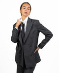 Blazer Doppio Petto Gessato Grigio Scuro con Strass / Dettagli Punti Luce - Gaudì