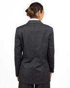 Blazer Doppio Petto Gessato Grigio Scuro con Strass / Dettagli Punti Luce - Gaudì