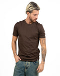 T-Shirt Girocollo Tinta Unita Marrone Cioccolato - Over/d