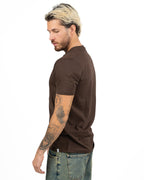 T-Shirt Girocollo Tinta Unita Marrone Cioccolato - Over/d