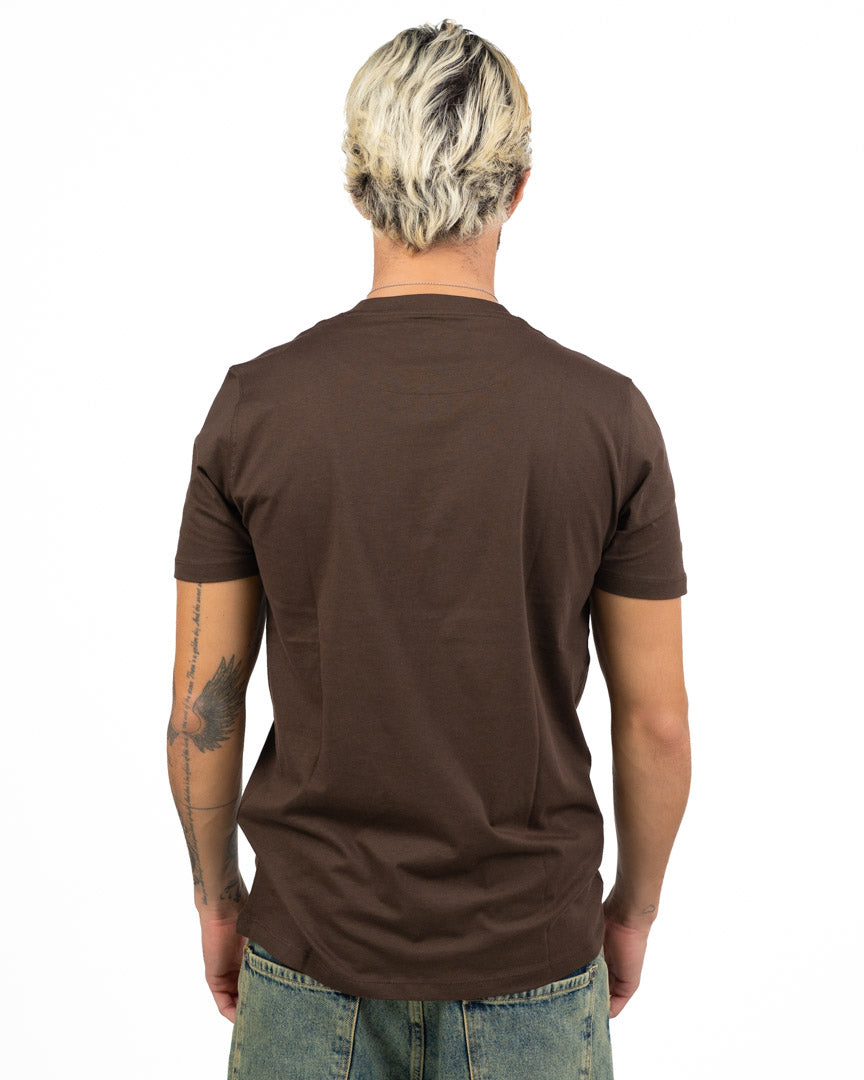 T-Shirt Girocollo Tinta Unita Marrone Cioccolato - Over/d
