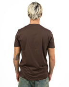 T-Shirt Girocollo Tinta Unita Marrone Cioccolato - Over/d