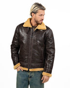 Giubbotto Aviatore in Shearling / Montone Sintetico Effetto Vissuto - Berna