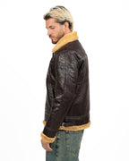 Giubbotto Aviatore in Shearling / Montone Sintetico Effetto Vissuto - Berna