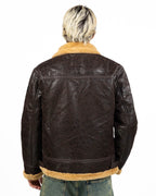 Giubbotto Aviatore in Shearling / Montone Sintetico Effetto Vissuto - Berna