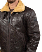 Giubbotto Aviatore in Shearling / Montone Sintetico Effetto Vissuto - Berna