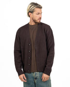 Cardigan collo a V in Maglia Tinta Unita Marrone - Antony Morato