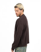 Cardigan collo a V in Maglia Tinta Unita Marrone - Antony Morato