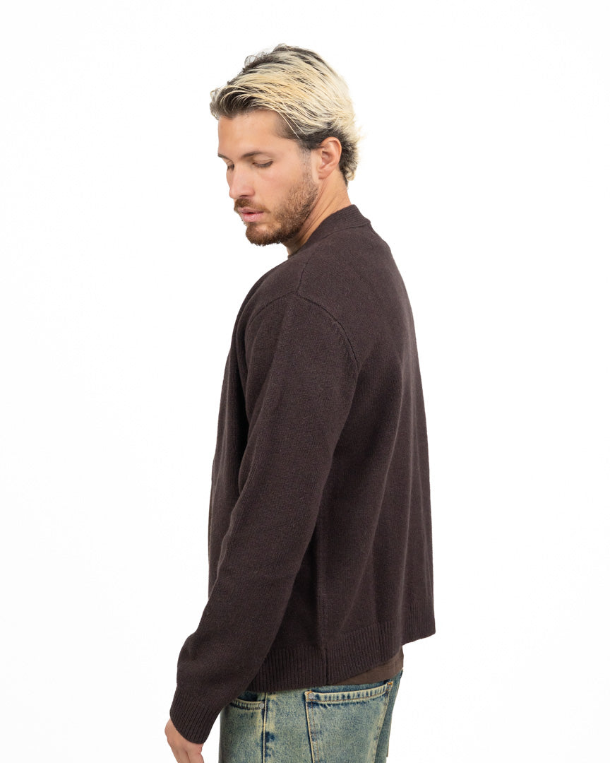 Cardigan collo a V in Maglia Tinta Unita Marrone - Antony Morato
