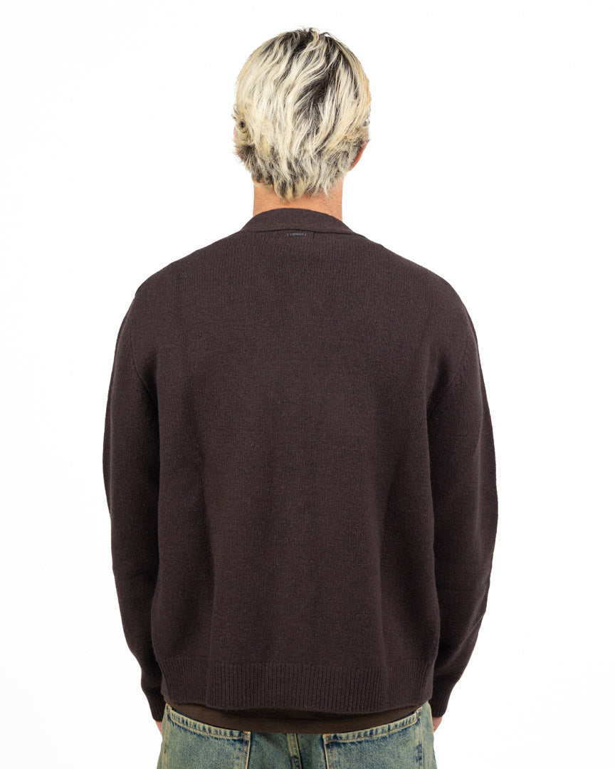 Cardigan collo a V in Maglia Tinta Unita Marrone - Antony Morato