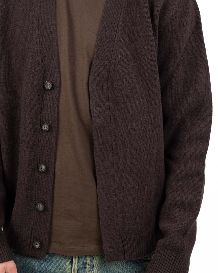 Cardigan collo a V in Maglia Tinta Unita Marrone - Antony Morato