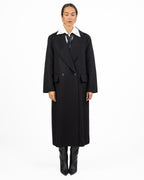 Cappotto Lungo Doppio Petto in Misto Lana Nero - Vicolo