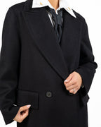 Cappotto Lungo Doppio Petto in Misto Lana Nero - Vicolo
