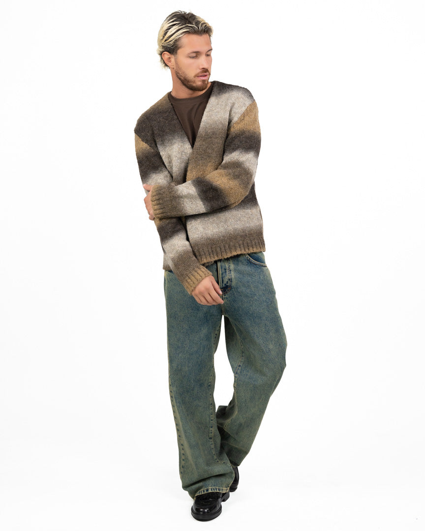 Cardigan Doppio Petto in Maglia Sfumata Effect