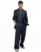 Pantalone Gessato Wide Leg - Blu Notte - Patrizia Pepe