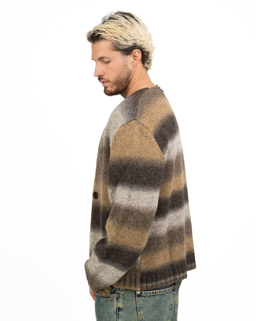 Cardigan Doppio Petto in Maglia Sfumata Effect