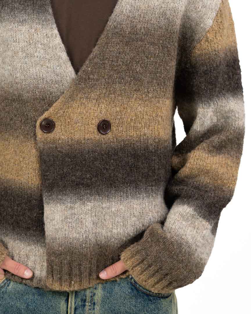 Cardigan Doppio Petto in Maglia Sfumata Effect